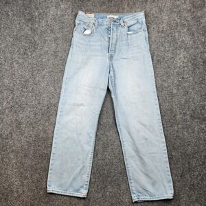 Levis Premium Ribcage Straight Jeans Womens 30x29 Light Wash High Rise Denim